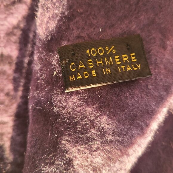 Loro Piana 100% Cashmere Scarf Purple Fringes - Picture 4 of 4